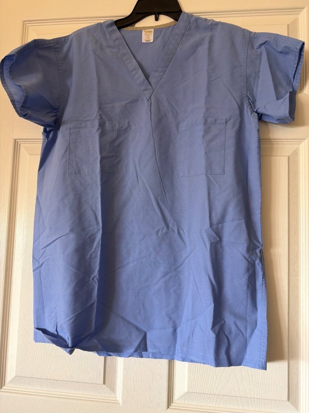 Blue Medical Scrub Top Medium 50% Cotton 50% Polyester Two Front Pockets Short S